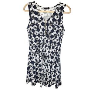Mine Chain Link Print Zip Chest Elastic Waist Sleeveless Dress Size Medium
